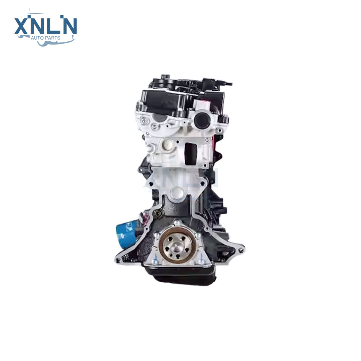 G4ED long block engine front view, crank hub and oil filter