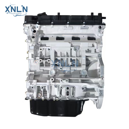 G4KC 2.4L long block engine front view, exposed block face