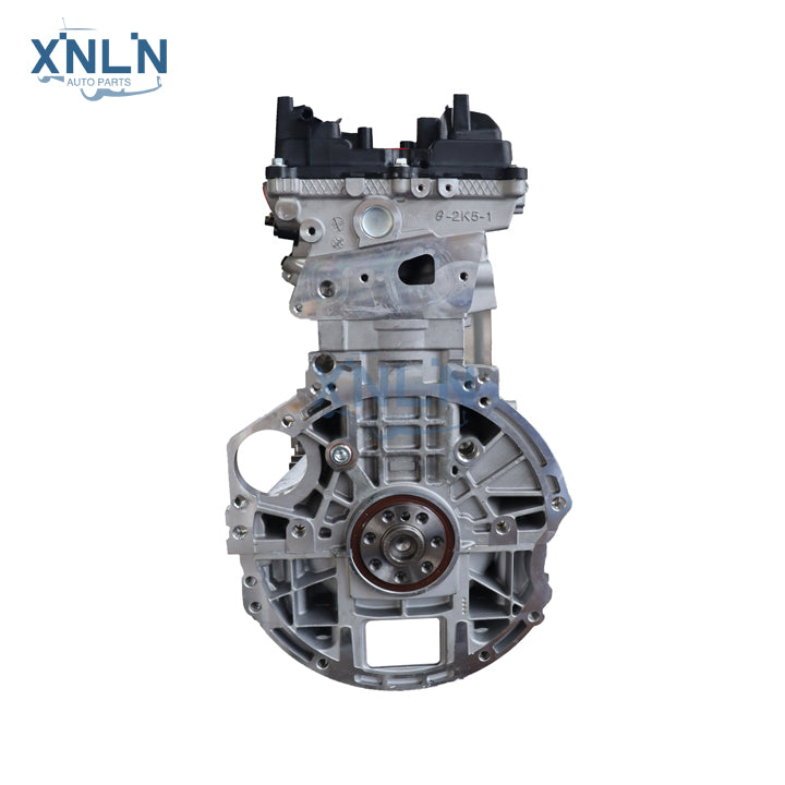 G4KE engine (long block) side view and flywheel