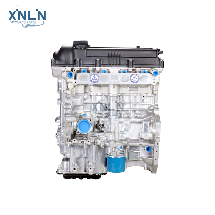 G4FC 1.6L long block engine three-quarter view, oil filter