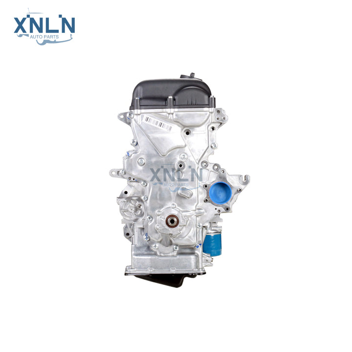 G4FC 1.6L long block engine front view, oil filter