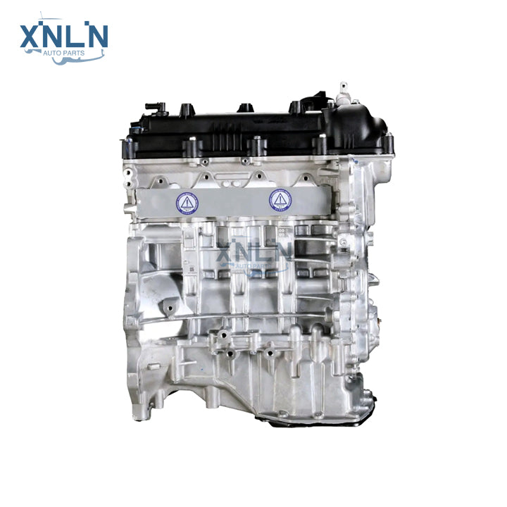 G4FG long block engine three-quarter view, blue labels