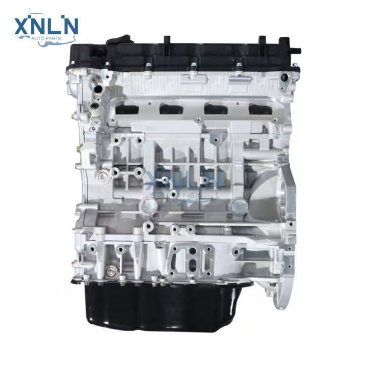 G4KC 2.4L long block engine front view, exposed block face