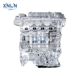 G4FJ long block engine three-quarter view, warning label