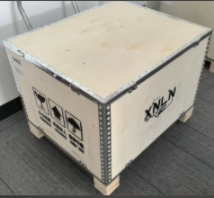 Xinlin engine packed in a wooden shipping crate